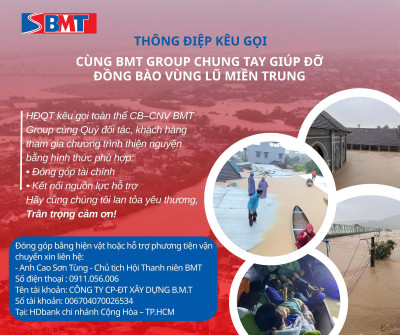 MESSAGE CALLING ON BMT GROUP TO JOIN HANDS TO HELP PEOPLE IN THE CENTRAL FLOOD AREAS